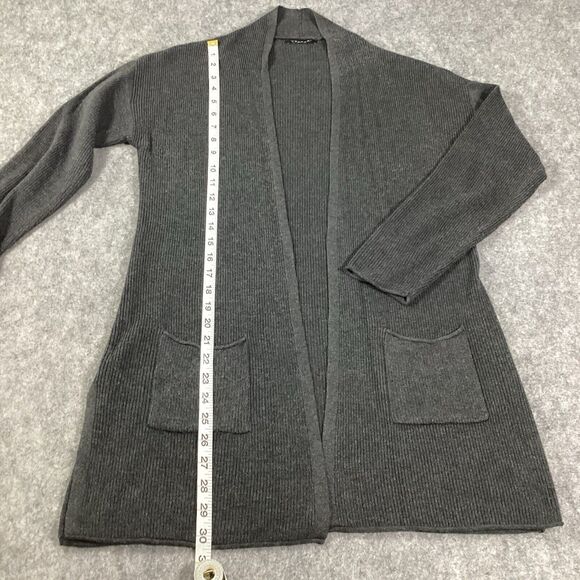 T Tahari Gray Open Front Pocket Cardigan Long Sleeve Cashmere Blend Size S - Picture 8 of 14